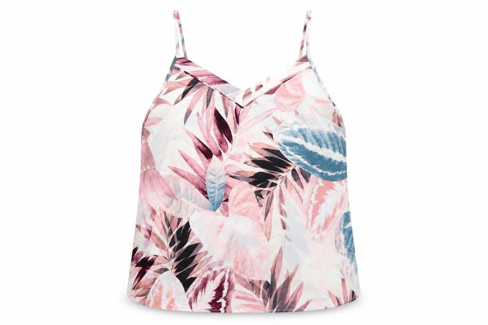JEFF&CO Womens Pink Geometric Polyester Basic Tank Size 14 V-Neck