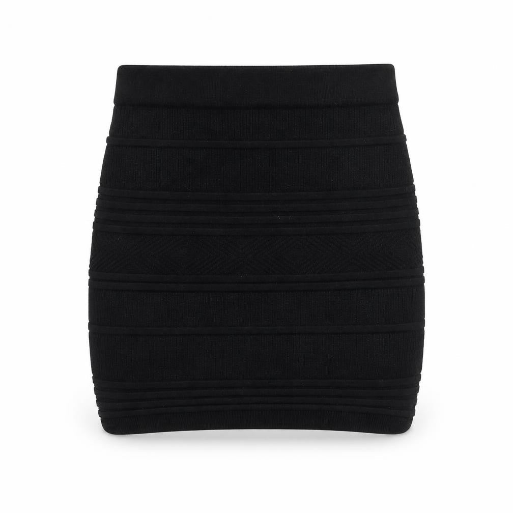 Primark Womens Black Striped Cotton Bandage Skirt Size 6