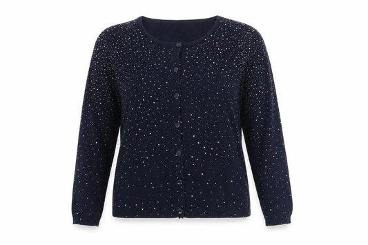 Preworn Womens Blue Round Neck 100% Cotton Cardigan Jumper Size XS
