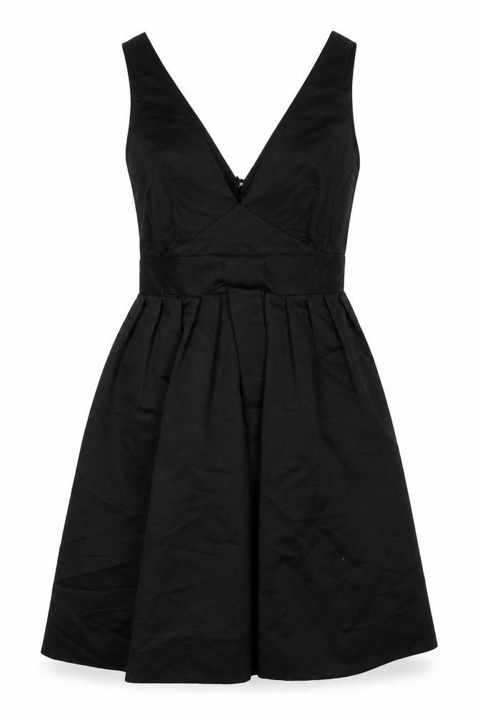 Warehouse Womens Black Polyester Fit & Flare Size 10 V-Neck Zip