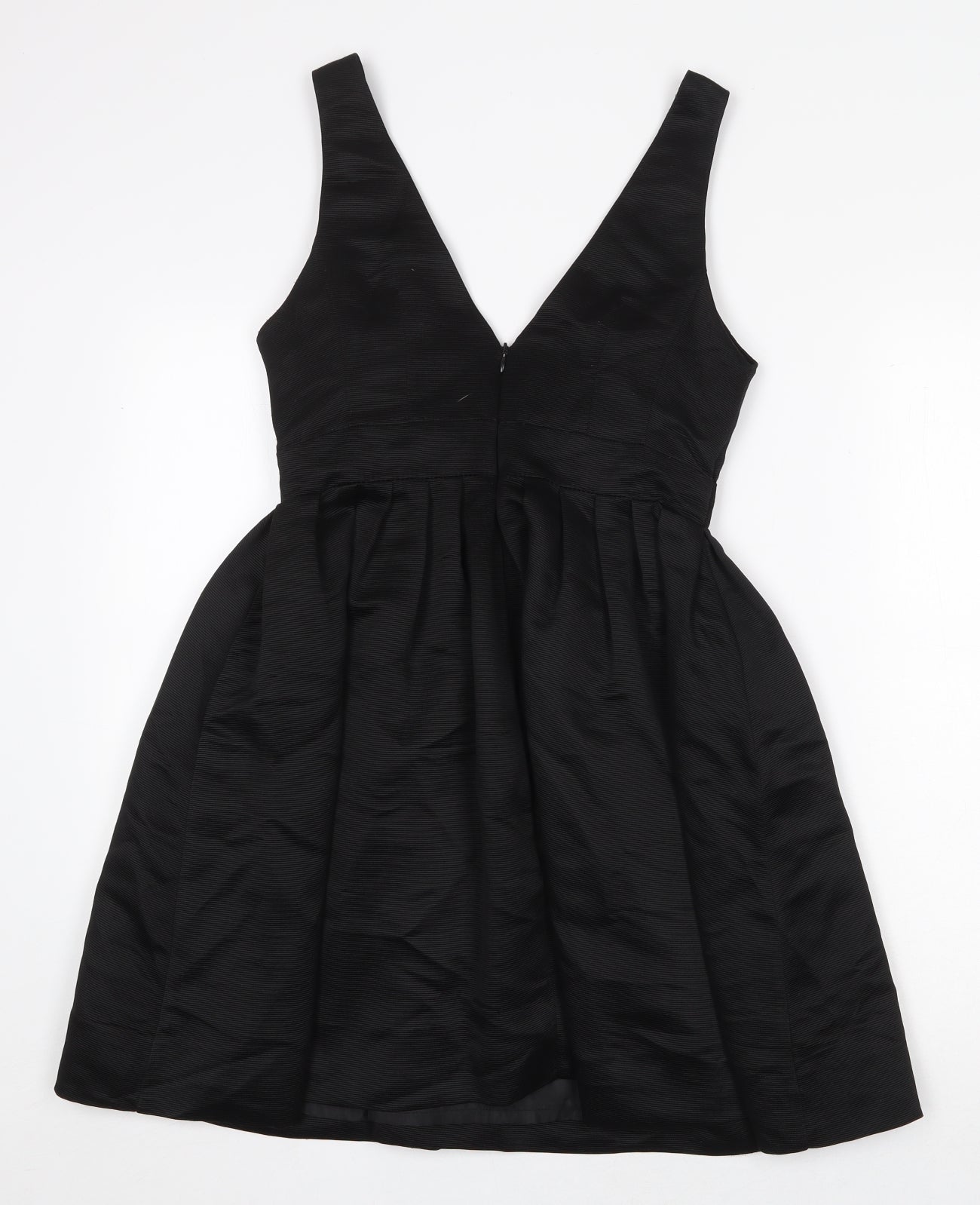 Warehouse Womens Black Polyester Fit & Flare Size 10 V-Neck Zip