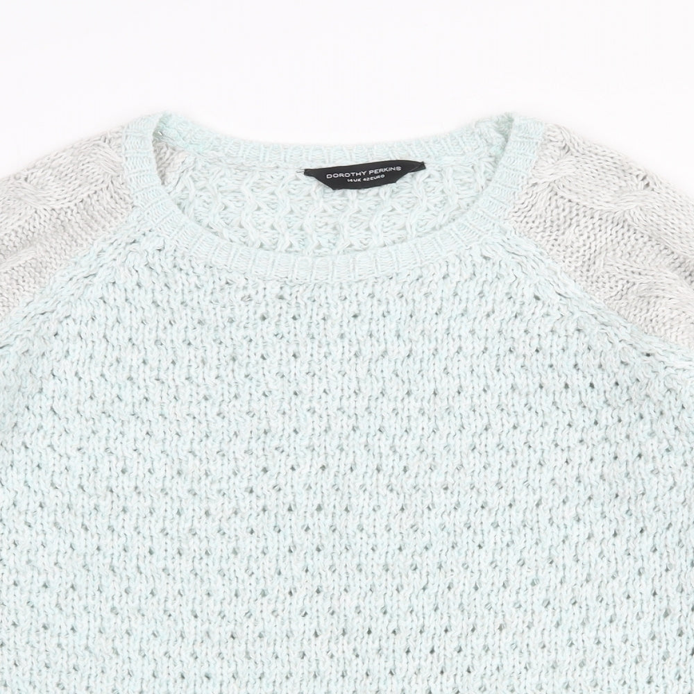 Dorothy Perkins Womens Green Round Neck Acrylic Pullover Jumper Size 14