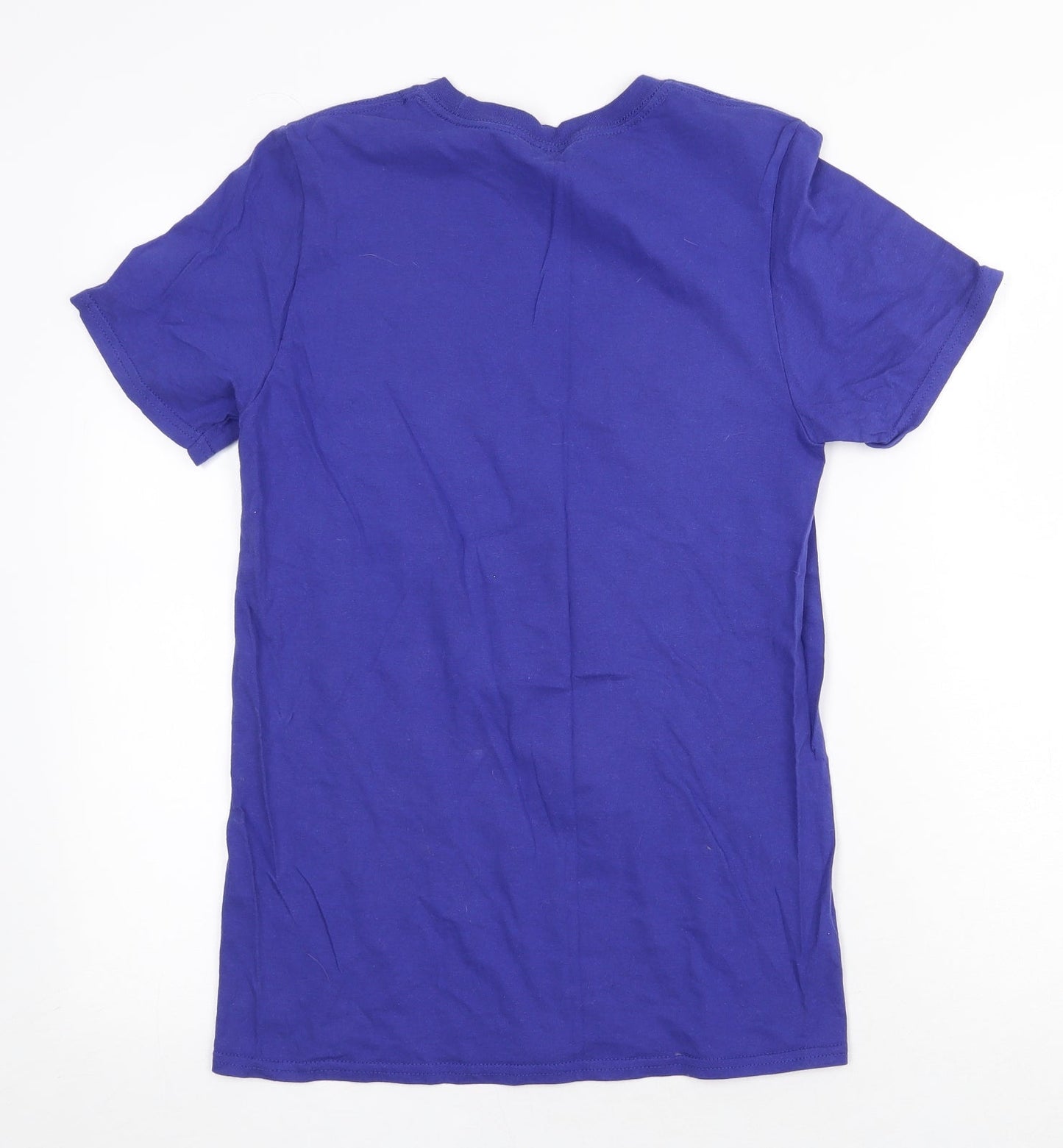 Gildan Womens Purple 100% Cotton Basic T-Shirt Size S Round Neck