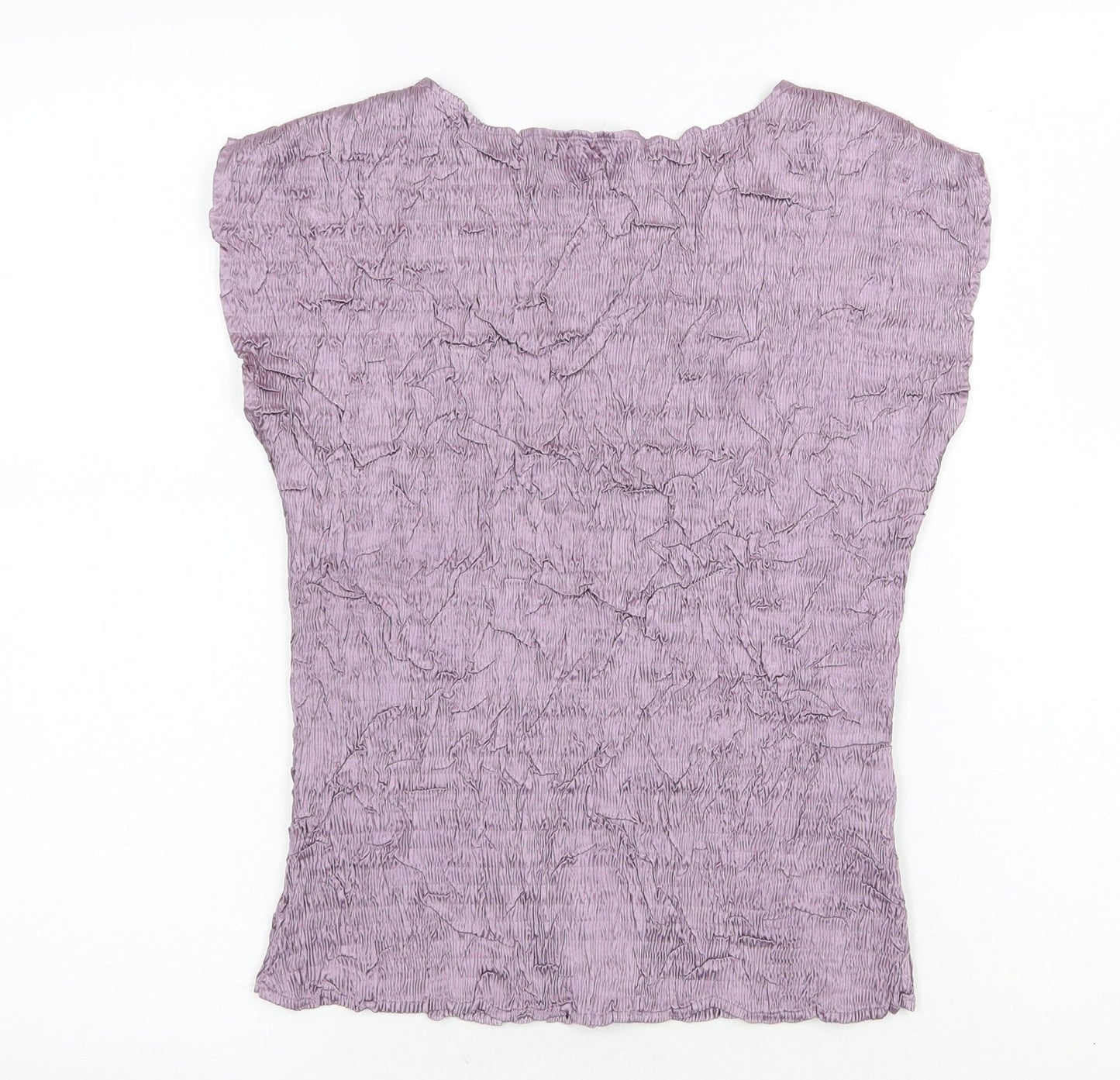 JFW Womens Purple Geometric Polyester Basic Blouse Size M Round Neck