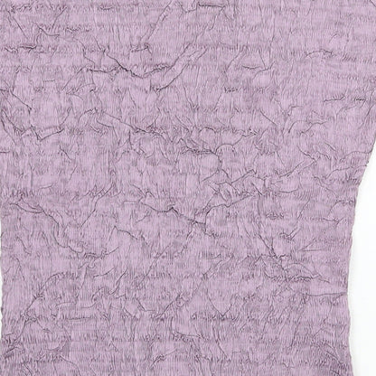 JFW Womens Purple Geometric Polyester Basic Blouse Size M Round Neck