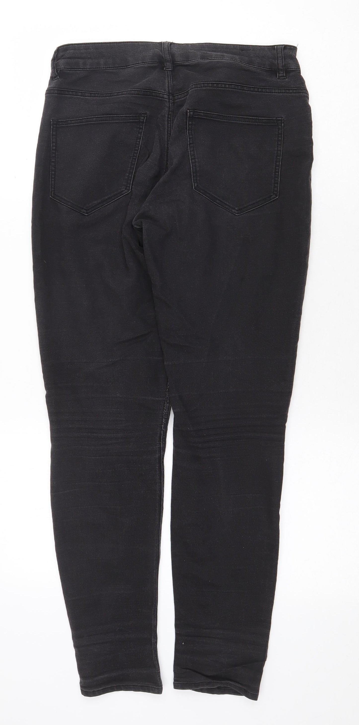 H&M Womens Grey Cotton Skinny Jeans Size 12 Regular Zip