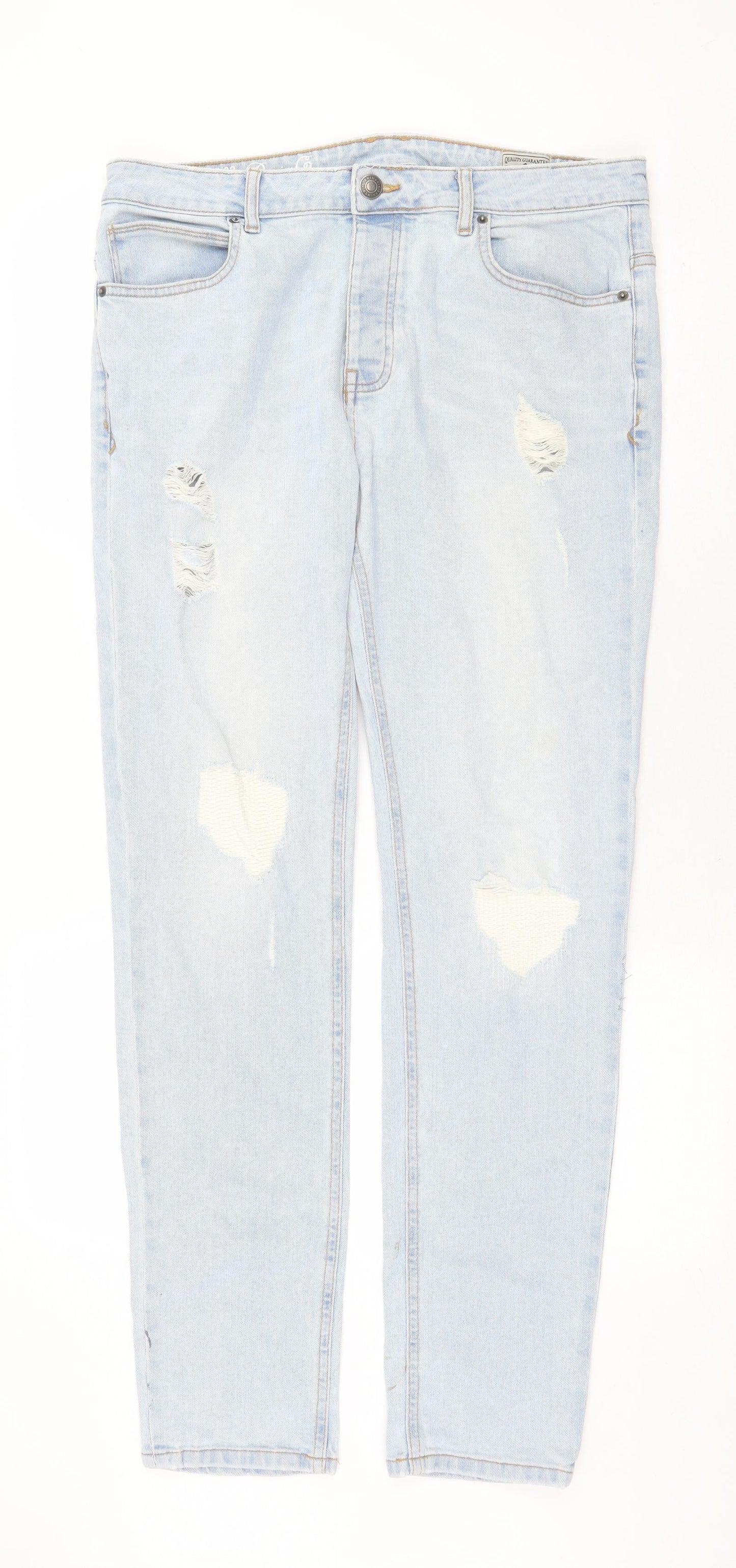 Denim Womens Blue Cotton Straight Jeans Size 34 in Regular Zip