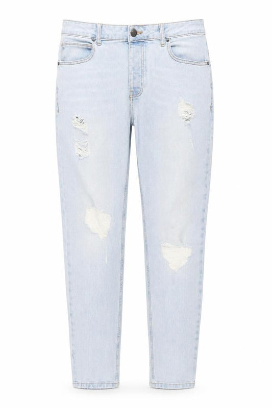 Denim Womens Blue Cotton Straight Jeans Size 34 in Regular Zip