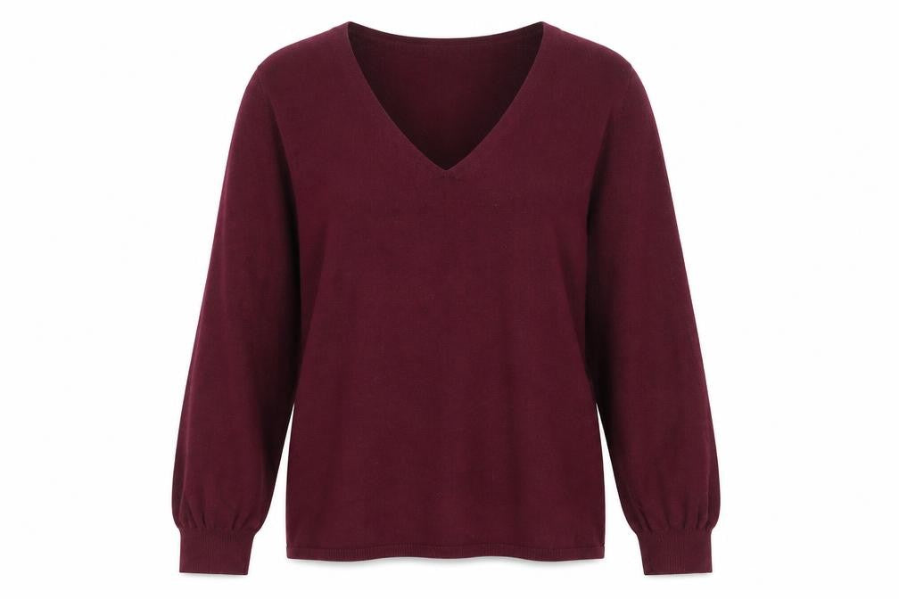 Street One Womens Red V-Neck Viscose Pullover Jumper Size 8