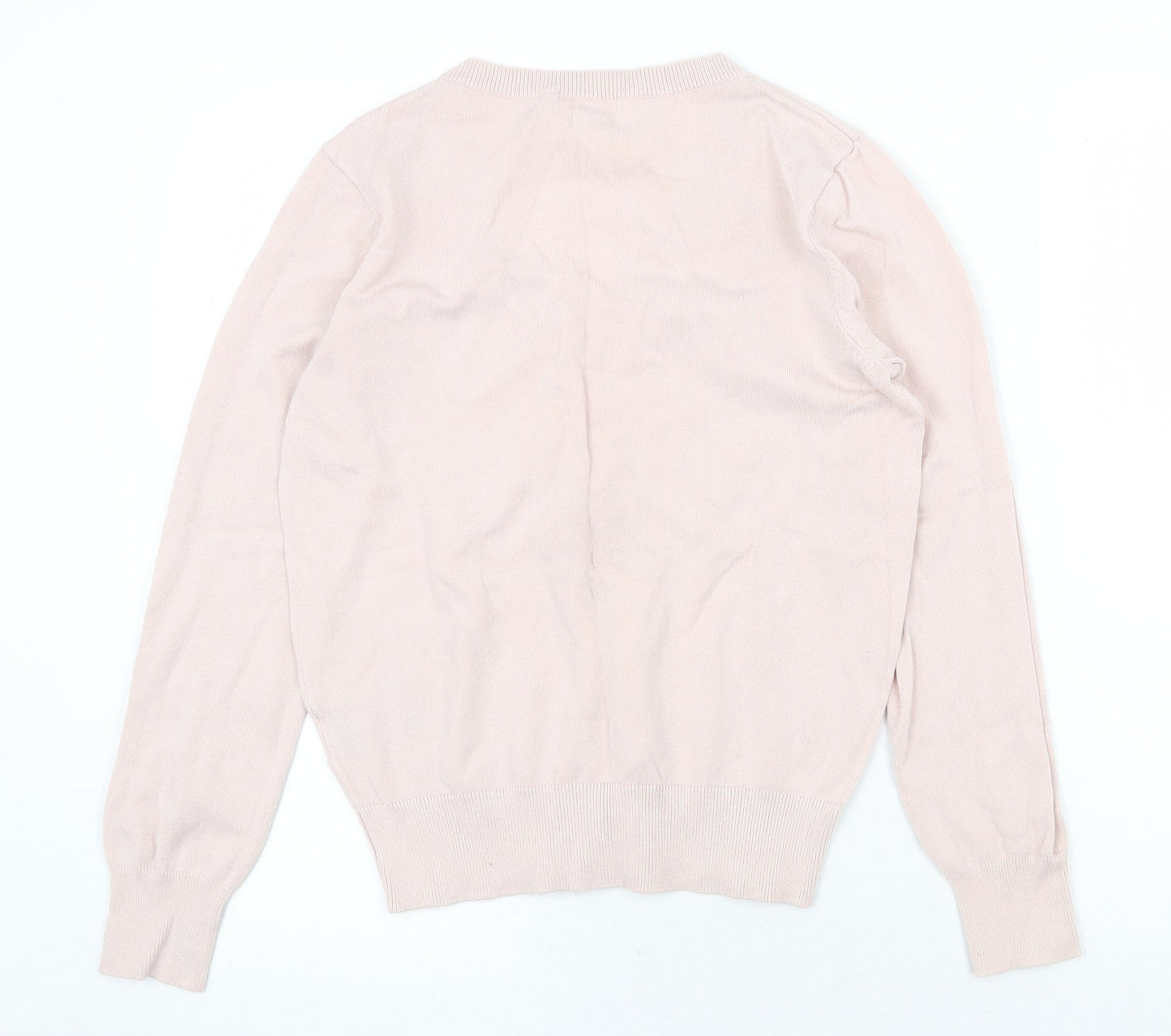 H&M Womens Pink V-Neck Viscose Pullover Jumper Size XS