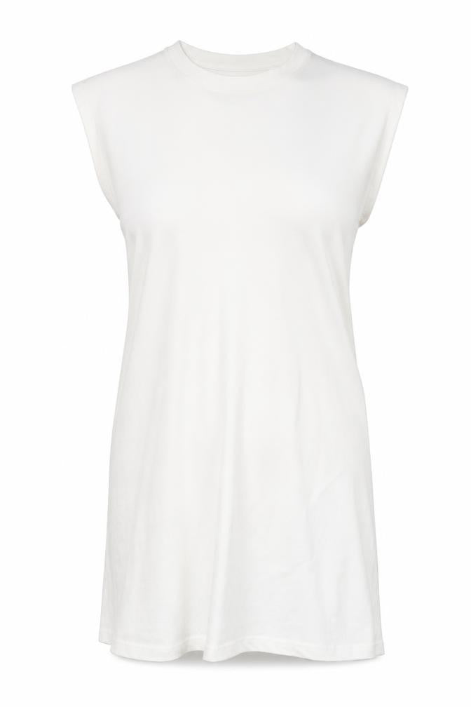 H&M Womens White 100% Cotton Tank Dress Size S Round Neck Pullover