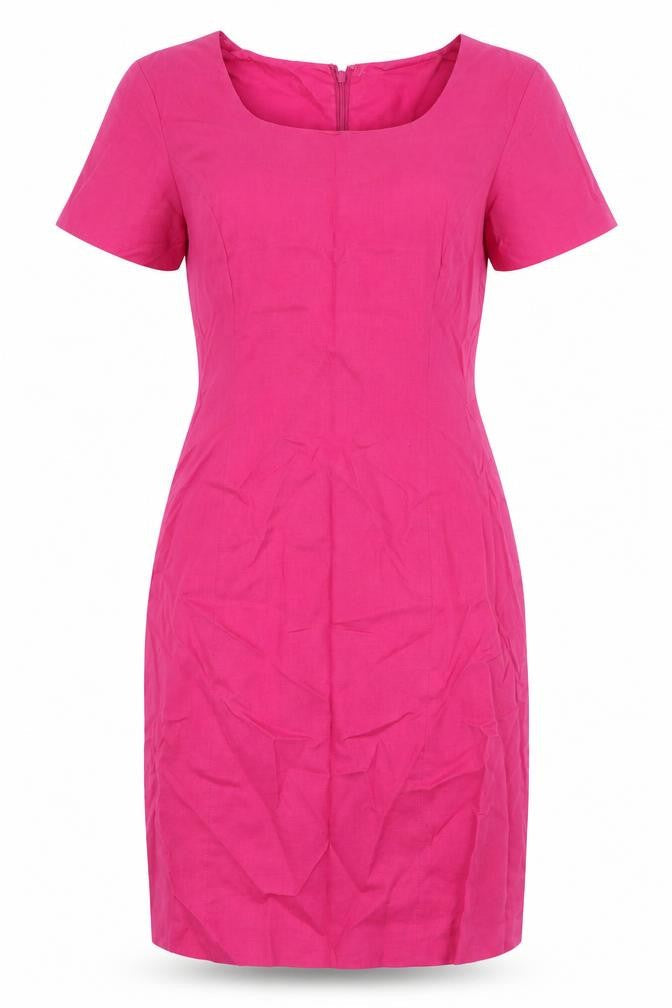 Carol Horn Workshop Womens Pink Cotton Pencil Dress Size 10 Square Neck Zip