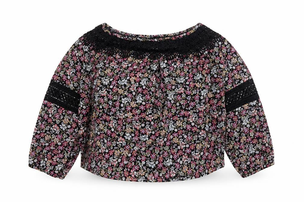 New Look Womens Multicoloured Geometric Polyester Basic Blouse Size 6 Off the Shoulder - Lace Detail