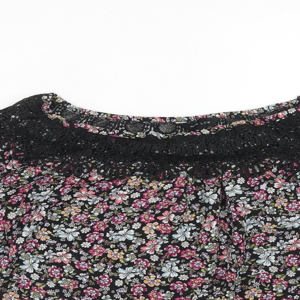 New Look Womens Multicoloured Geometric Polyester Basic Blouse Size 6 Off the Shoulder - Lace Detail