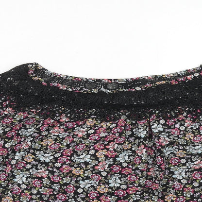 New Look Womens Multicoloured Geometric Polyester Basic Blouse Size 6 Off the Shoulder - Lace Detail