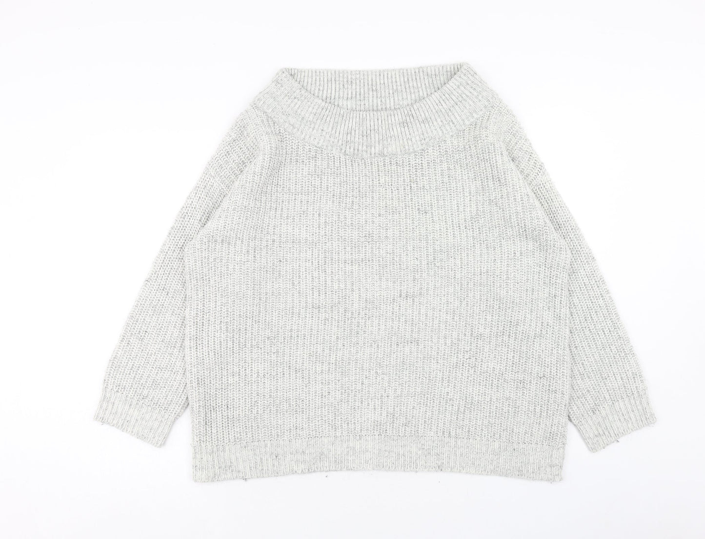 New Look Womens Grey Boat Neck Acrylic Pullover Jumper Size L