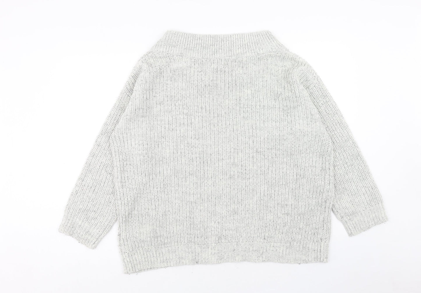 New Look Womens Grey Boat Neck Acrylic Pullover Jumper Size L