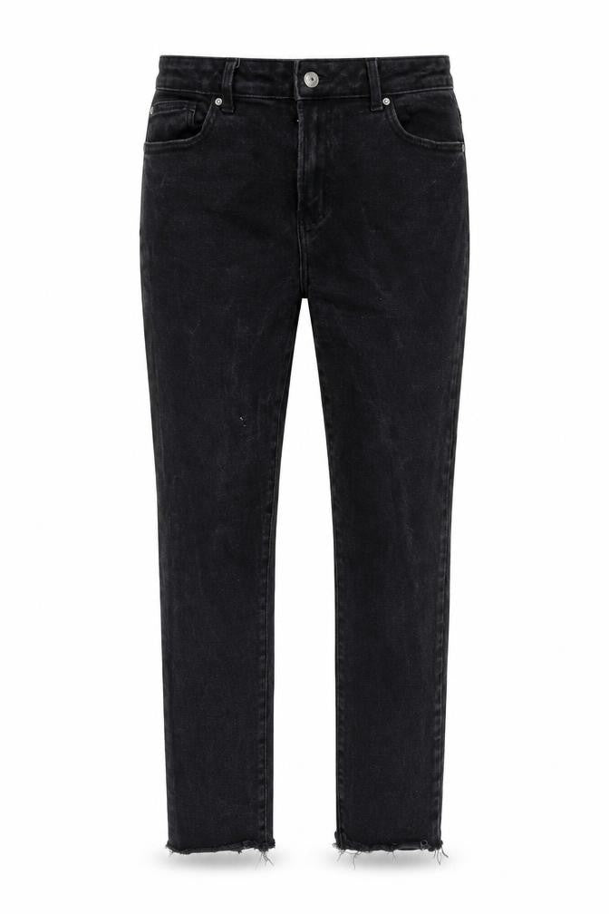 Denim & Co. Womens Black Cotton Straight Jeans Size 14 Regular Zip