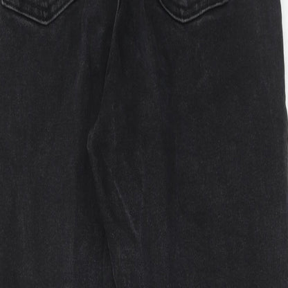 Denim & Co. Womens Black Cotton Straight Jeans Size 14 Regular Zip