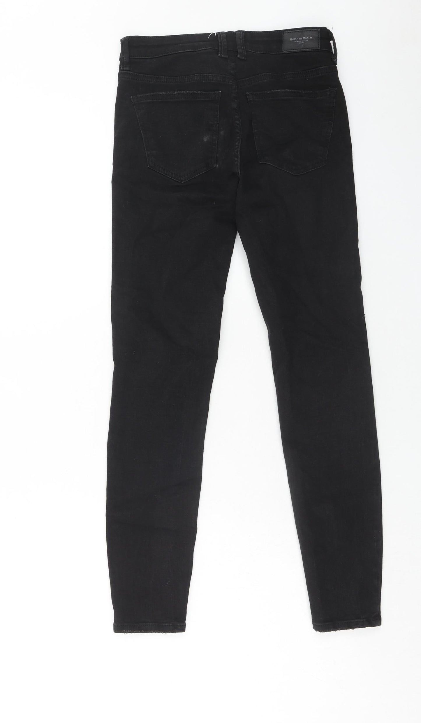 Bershka Womens Black Cotton Skinny Jeans Size 4XL Regular Zip