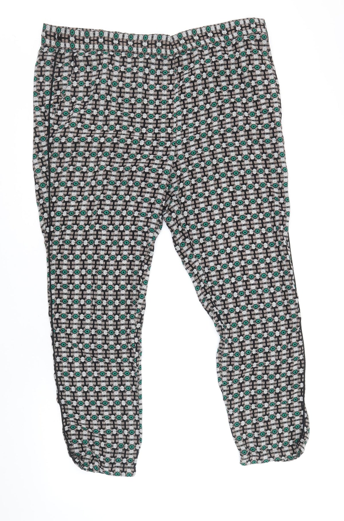 Stradivarius Womens Multicoloured Geometric Polyester Cropped Trousers Size L Regular
