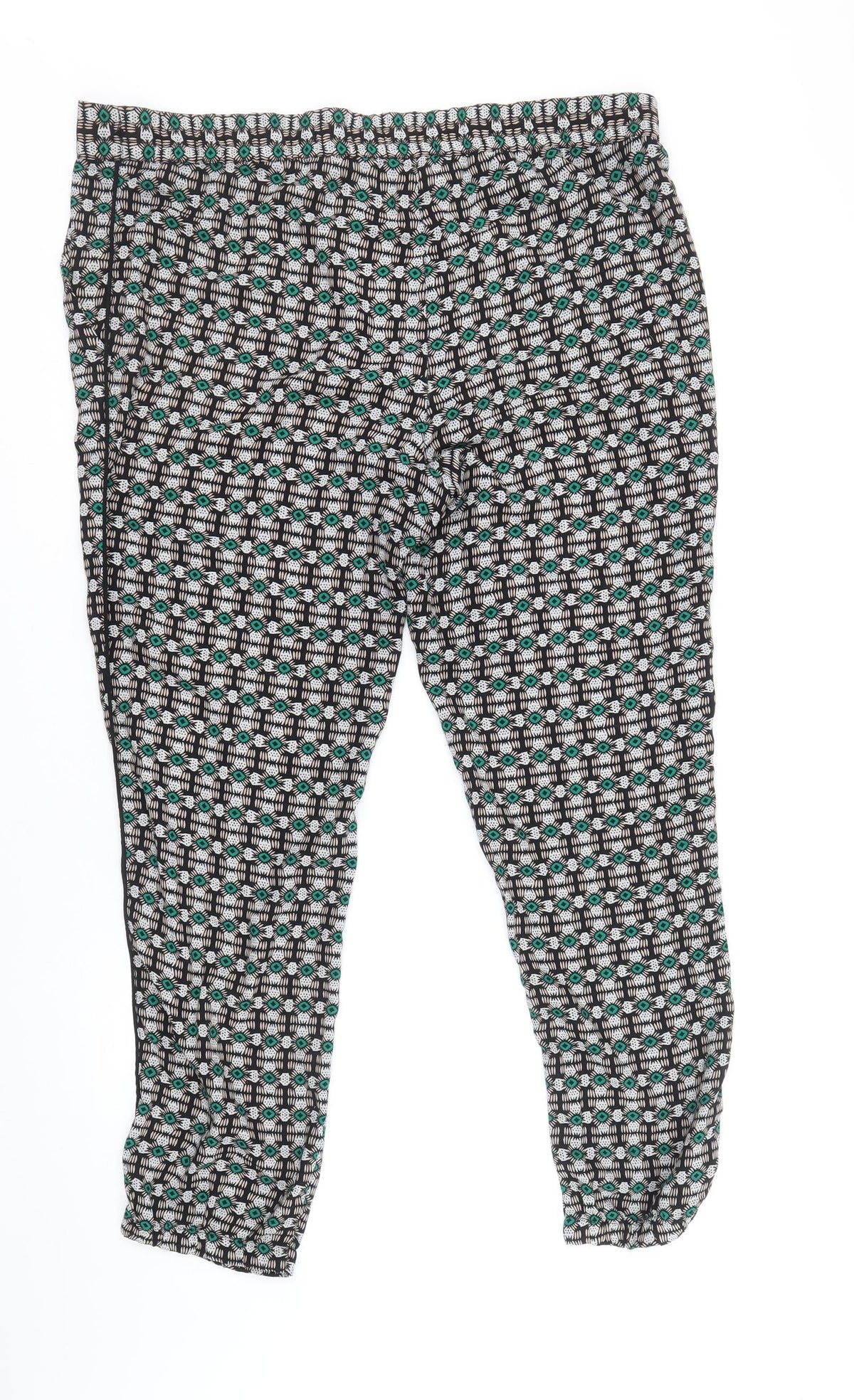Stradivarius Womens Multicoloured Geometric Polyester Cropped Trousers Size L Regular