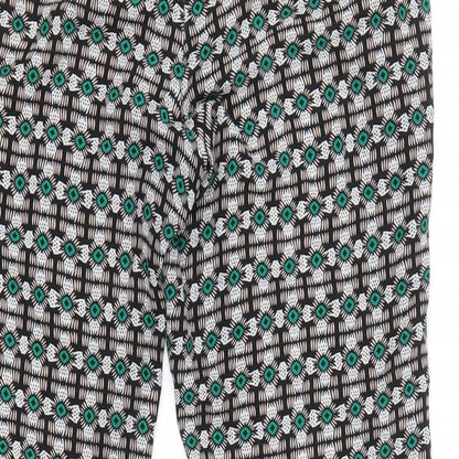 Stradivarius Womens Multicoloured Geometric Polyester Cropped Trousers Size L Regular