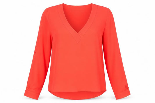 Atmosphere Womens Red Polyester Basic Blouse Size 8 V-Neck