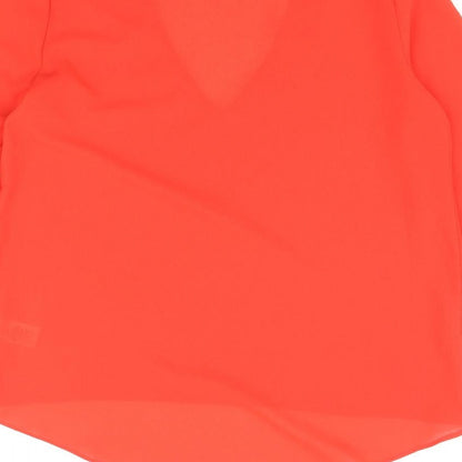 Atmosphere Womens Red Polyester Basic Blouse Size 8 V-Neck