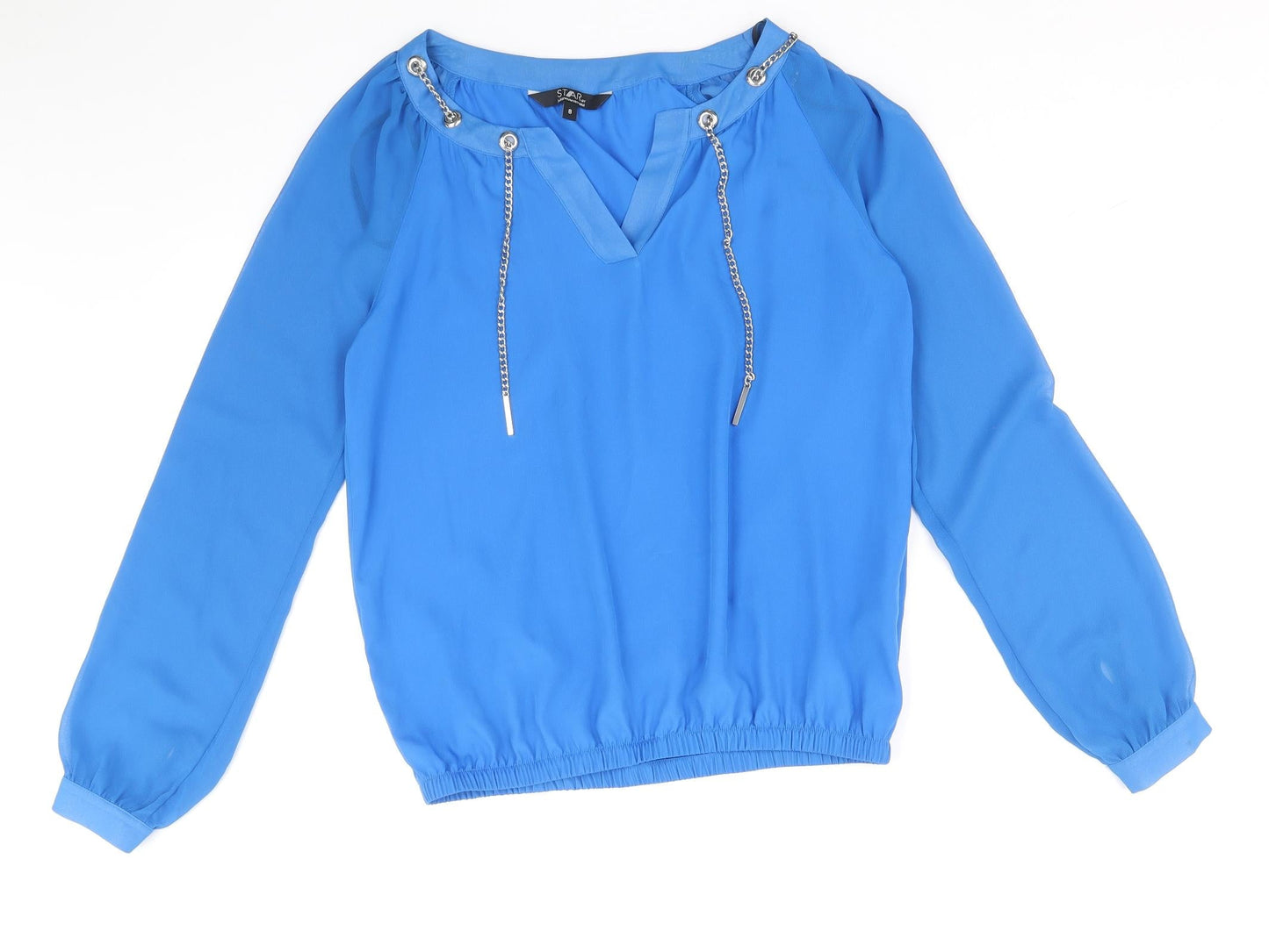 Debenhams Womens Blue Polyester Basic Blouse Size 8 V-Neck