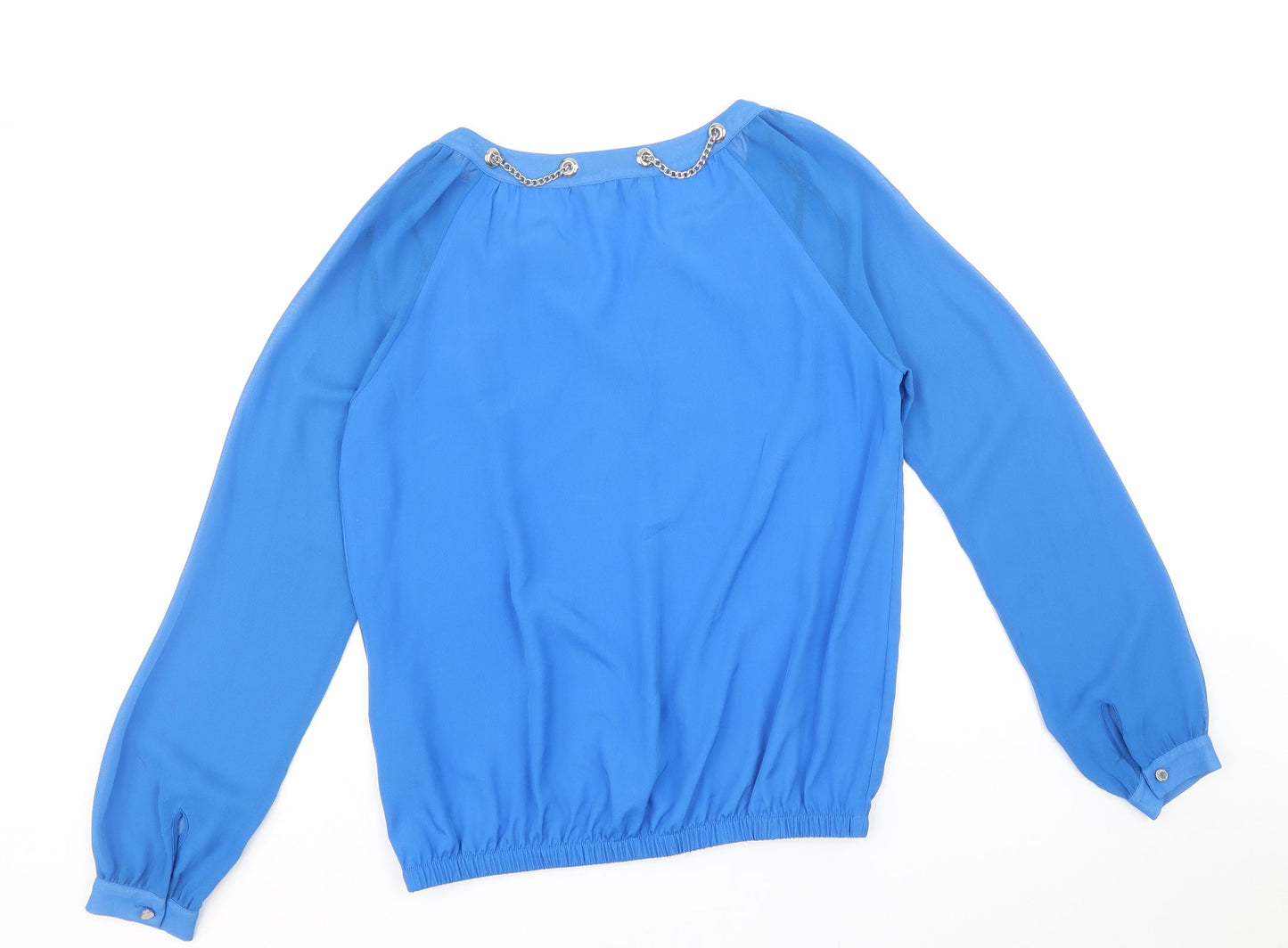 Debenhams Womens Blue Polyester Basic Blouse Size 8 V-Neck