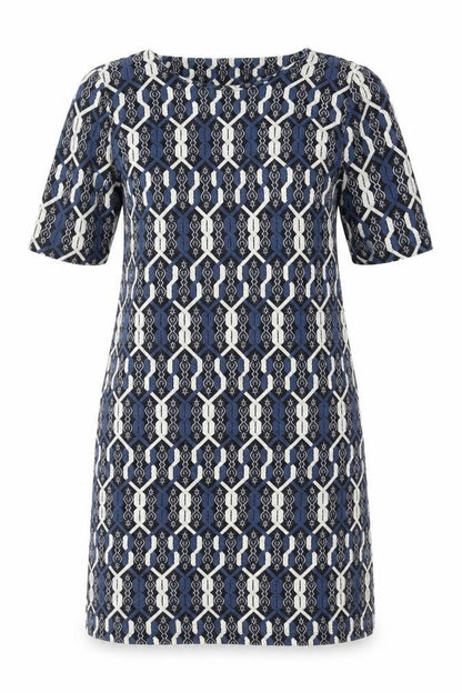 Tu Womens Multicoloured Geometric Polyester A-Line Size 10 Round Neck Pullover