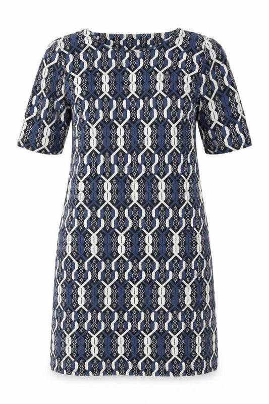 TU Womens Multicoloured Geometric Polyester A-Line Size 10 Round Neck Pullover