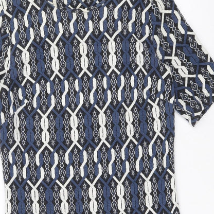 Tu Womens Multicoloured Geometric Polyester A-Line Size 10 Round Neck Pullover