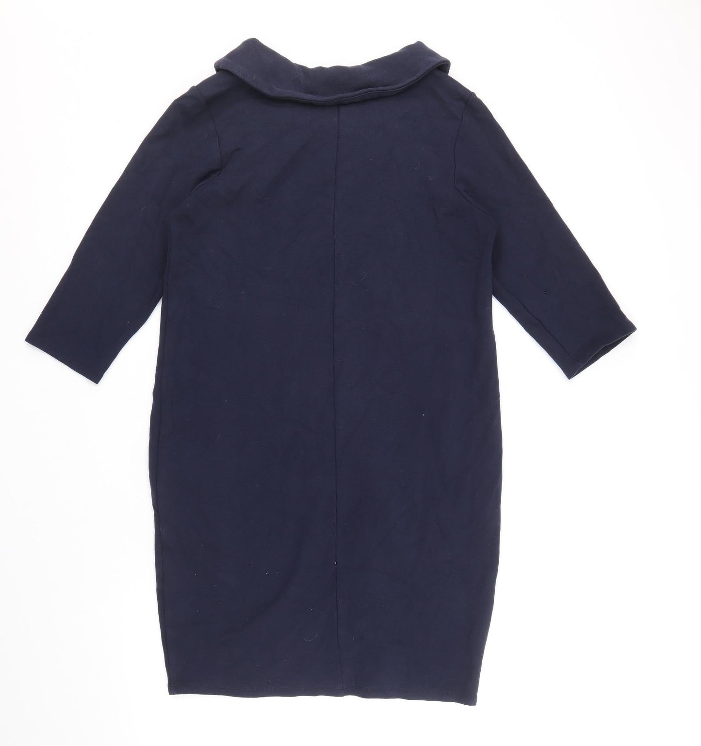 PURE Collection Womens Blue Viscose A-Line Size 14 Roll Neck Pullover