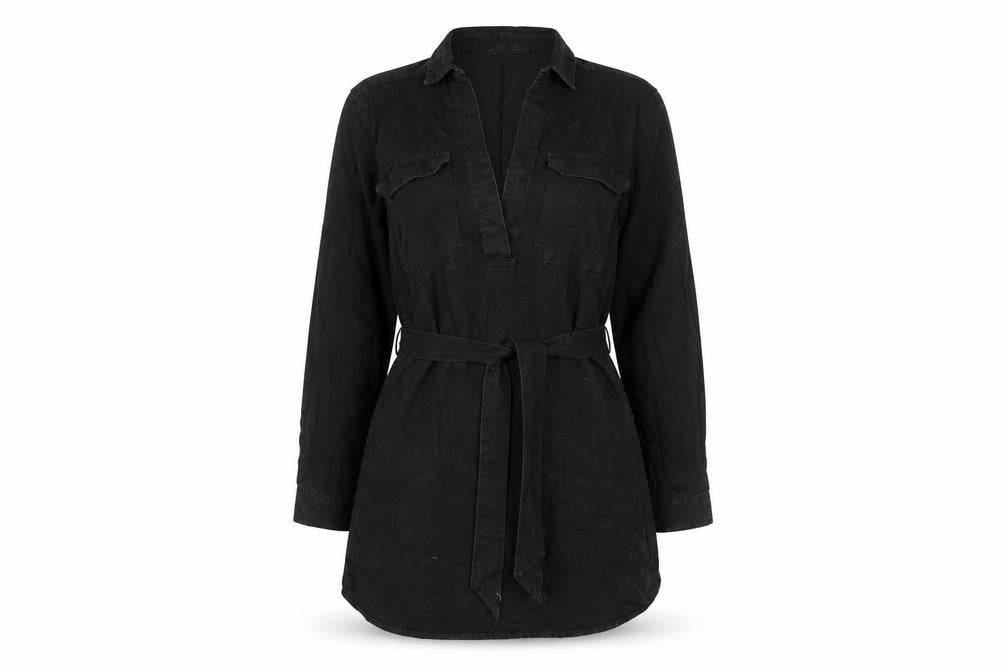 TU Womens Black Cotton A-Line Size 8 V-Neck Pullover