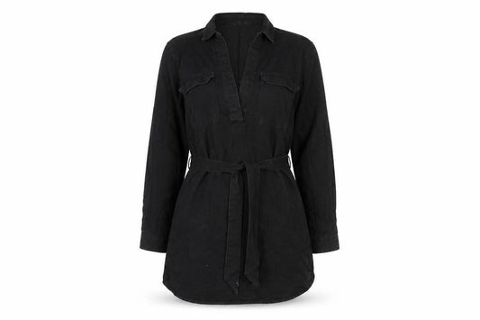TU Womens Black Cotton A-Line Size 8 V-Neck Pullover