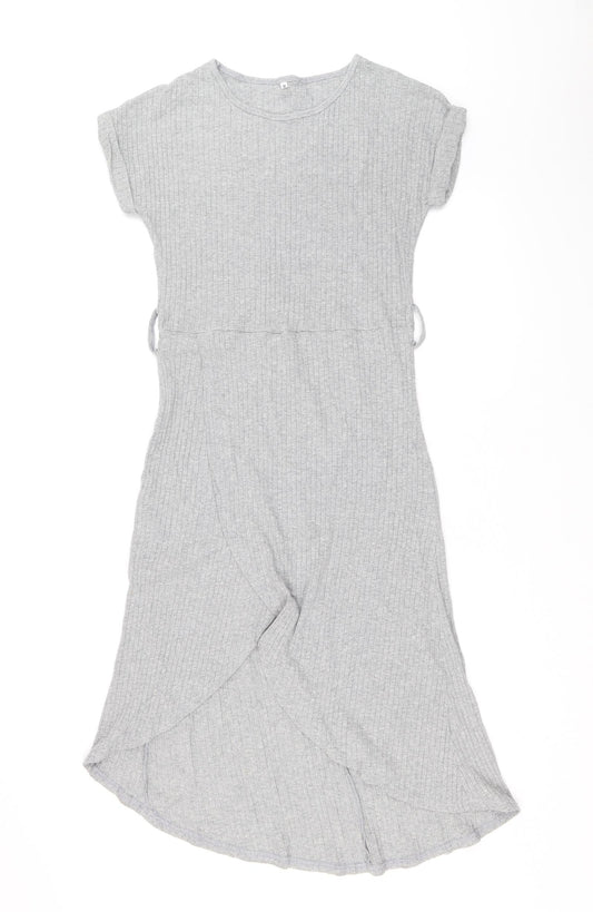 Preworn Womens Grey Polyester A-Line Size M Scoop Neck Pullover - Ribbed