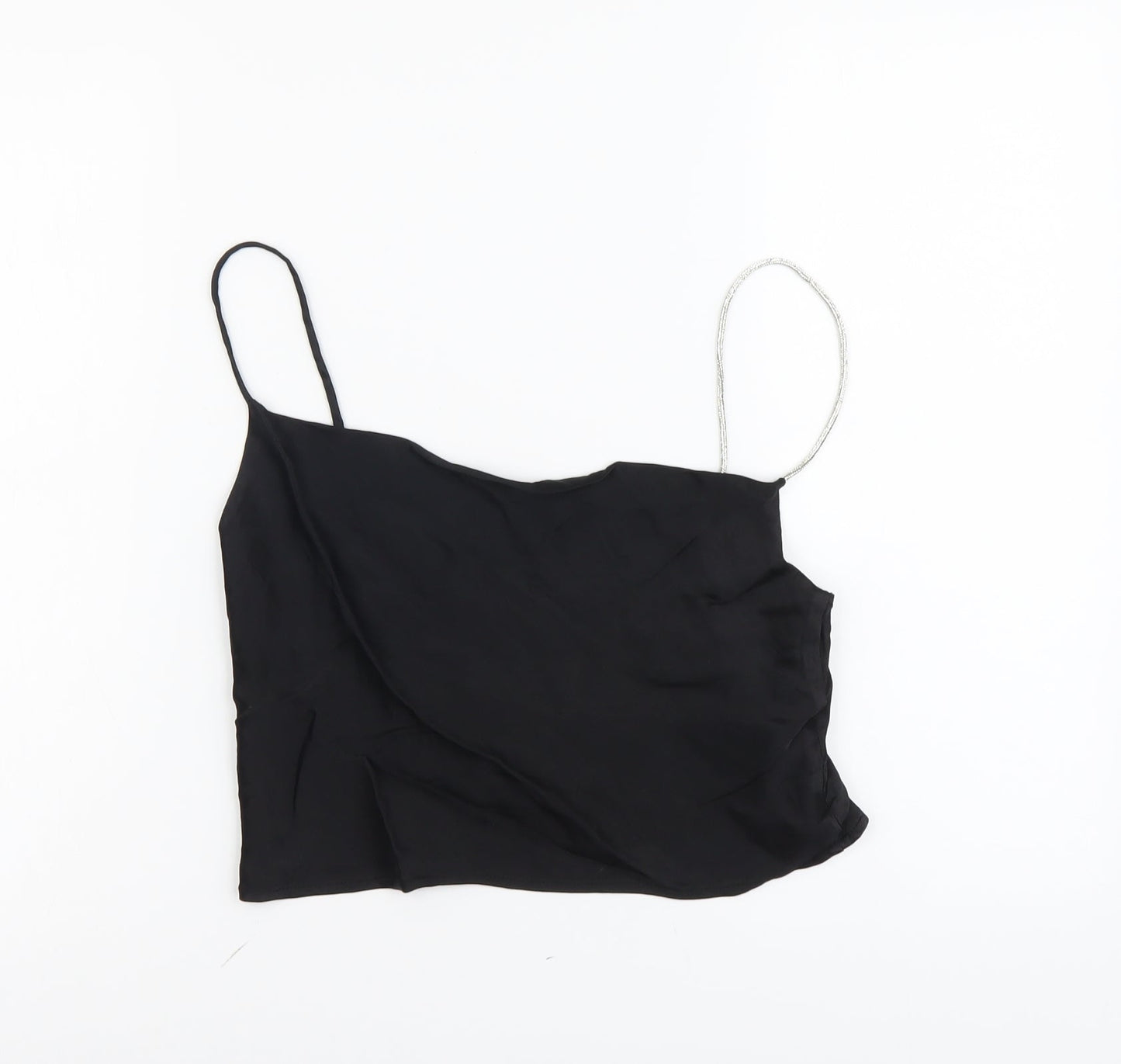 Zara Womens Black Polyester Cropped Tank Size S Square Neck