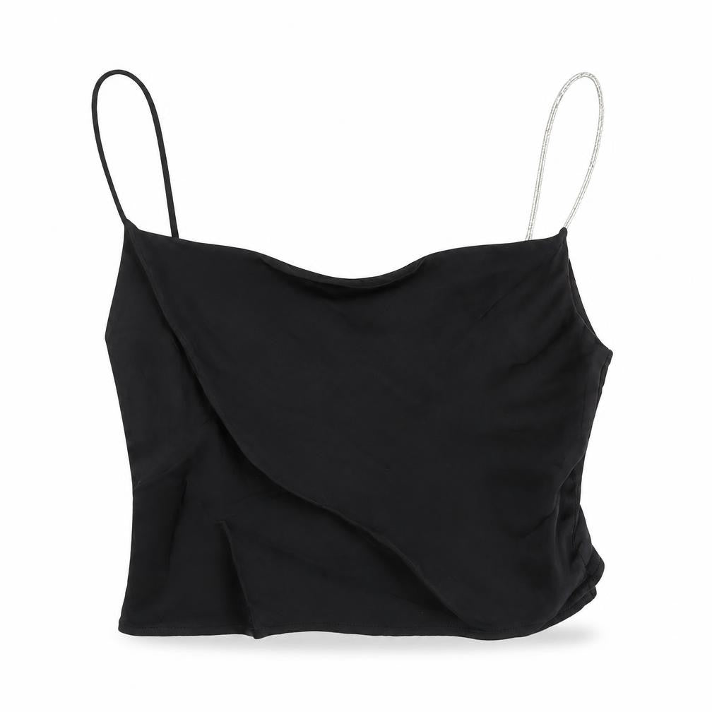 Zara Womens Black Polyester Cropped Tank Size S Square Neck