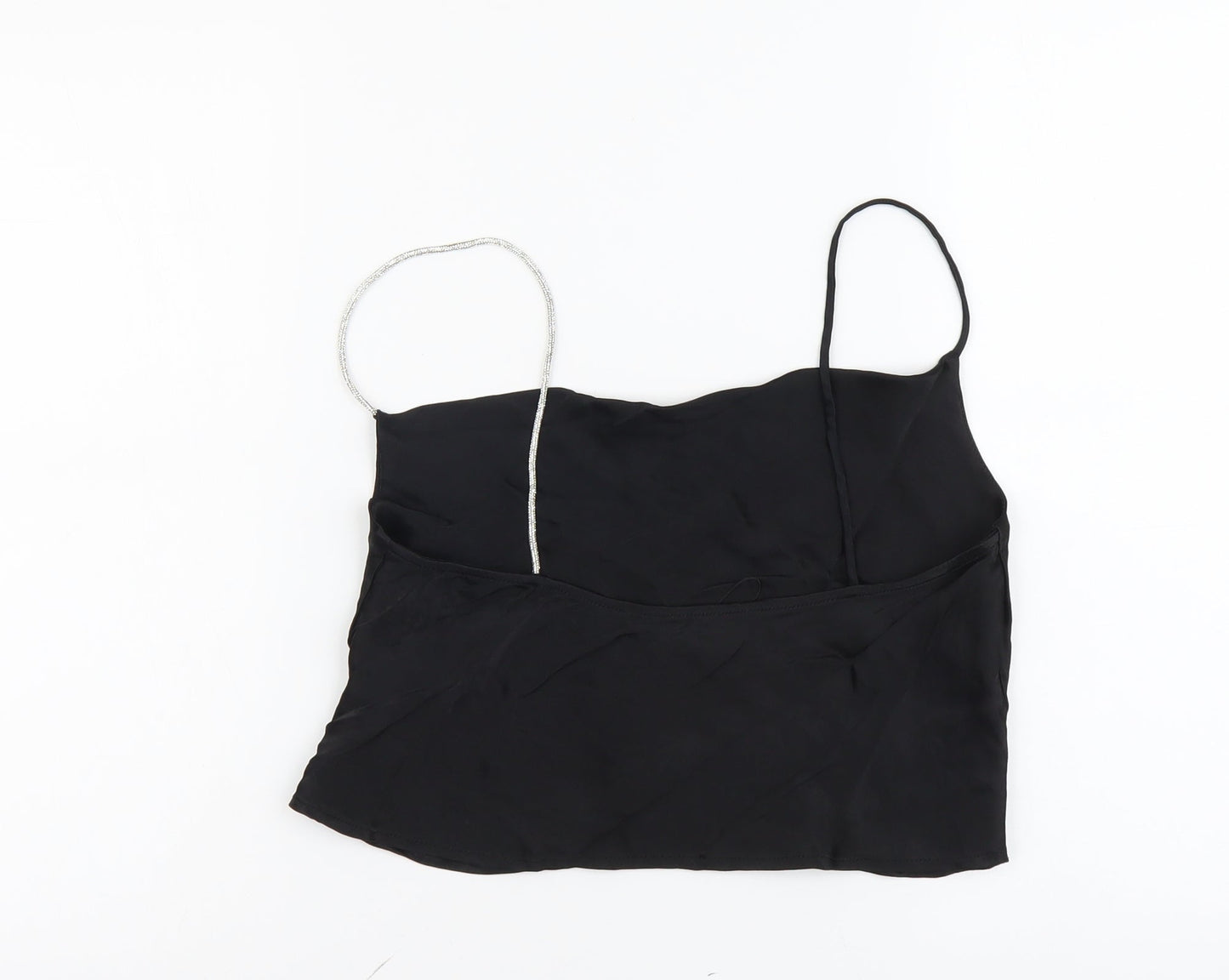Zara Womens Black Polyester Cropped Tank Size S Square Neck