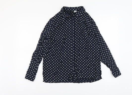 H&M Womens Beige Polka Dot Viscose Basic Button-Up Size 10 Collared