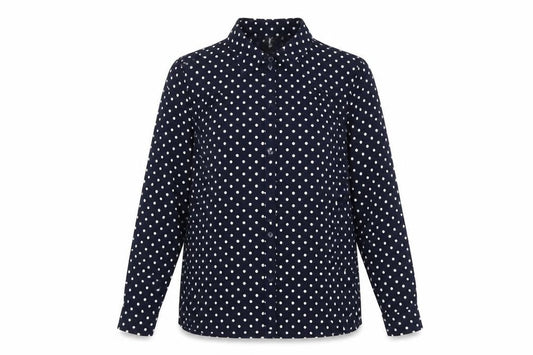 H&M Womens Beige Polka Dot Viscose Basic Button-Up Size 10 Collared