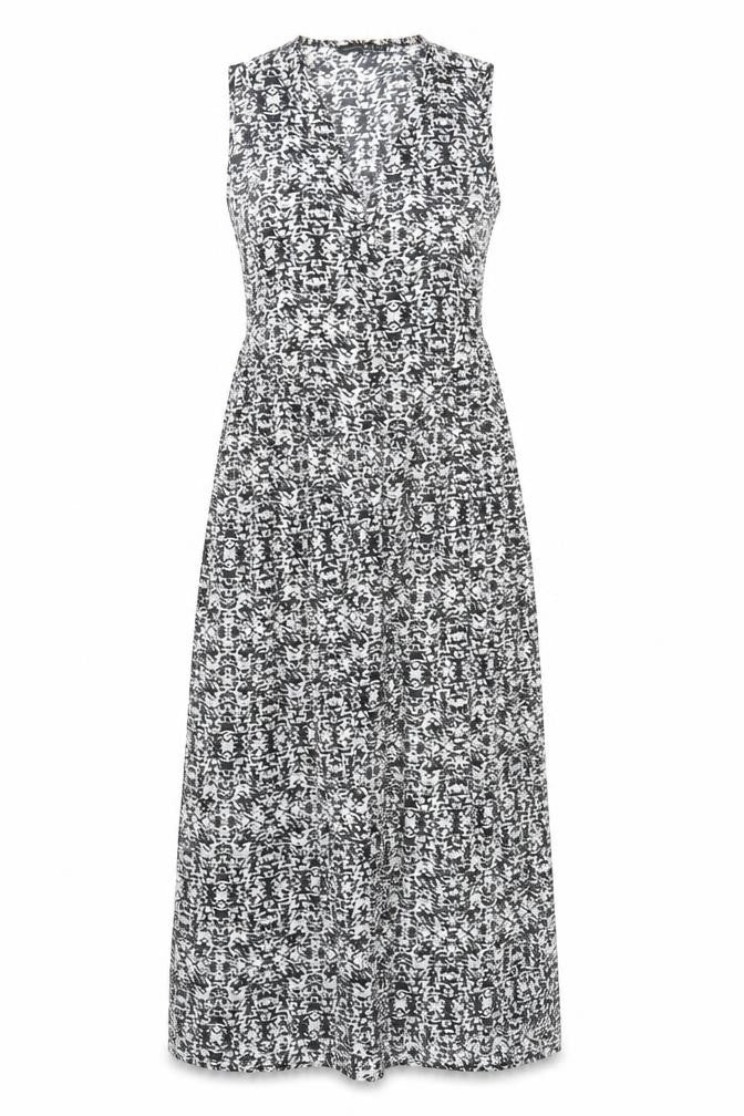 Atmosphere Womens Black Geometric Polyester Maxi Size S V-Neck Pullover