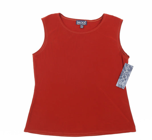 Saloos Womens Red Polyester Basic Tank Size 14 Scoop Neck