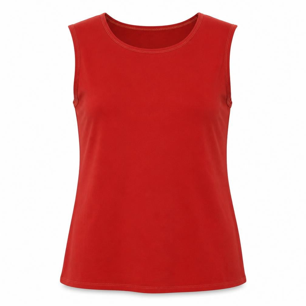 Saloos Womens Red Polyester Basic Tank Size 14 Scoop Neck