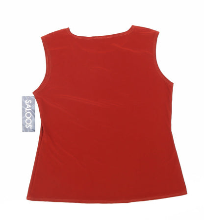 Saloos Womens Red Polyester Basic Tank Size 14 Scoop Neck
