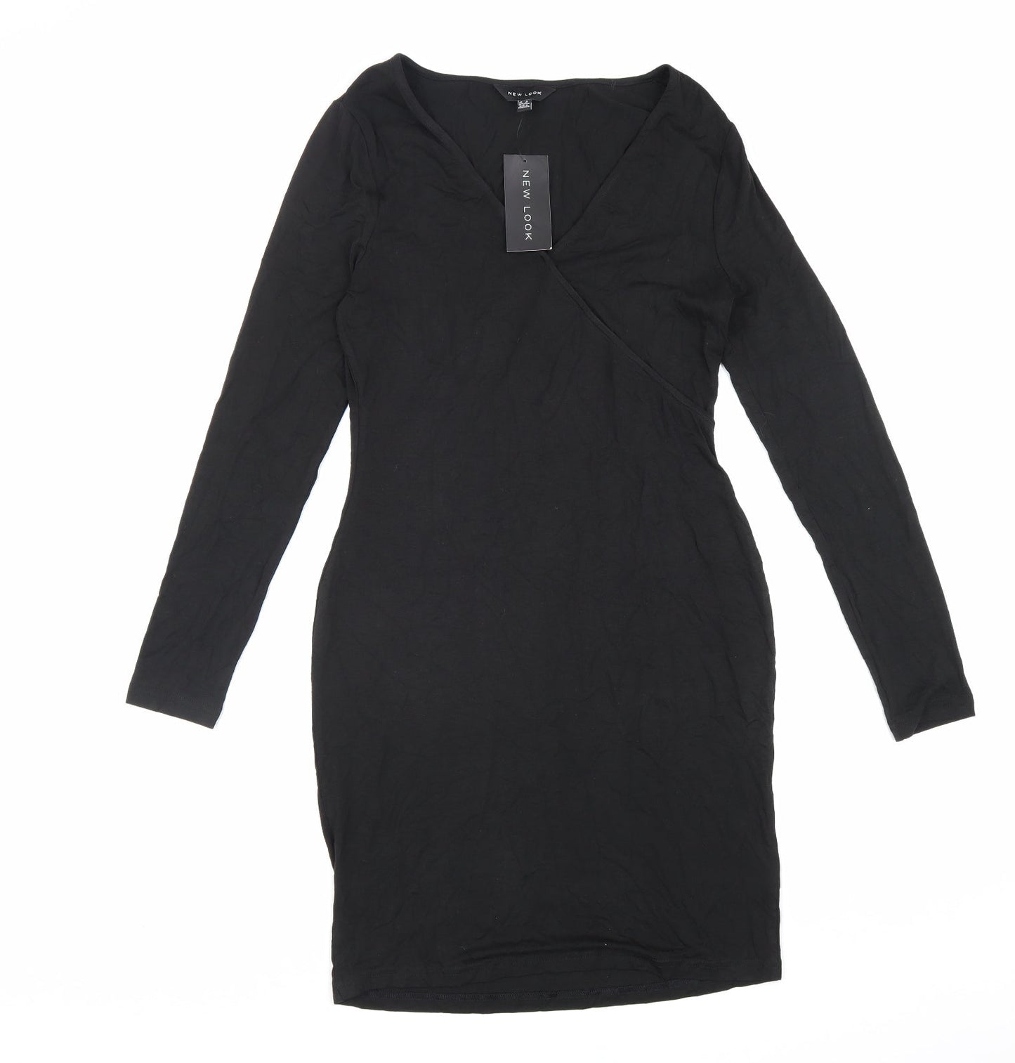 New Look Womens Black Viscose A-Line Size 10 V-Neck Pullover