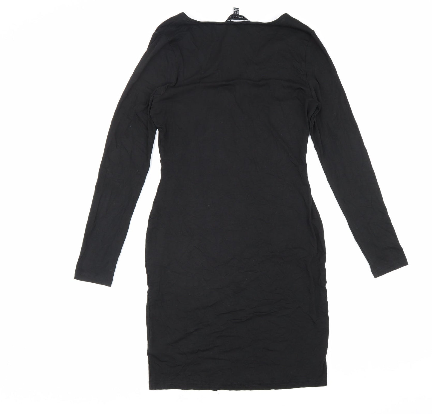 New Look Womens Black Viscose A-Line Size 10 V-Neck Pullover