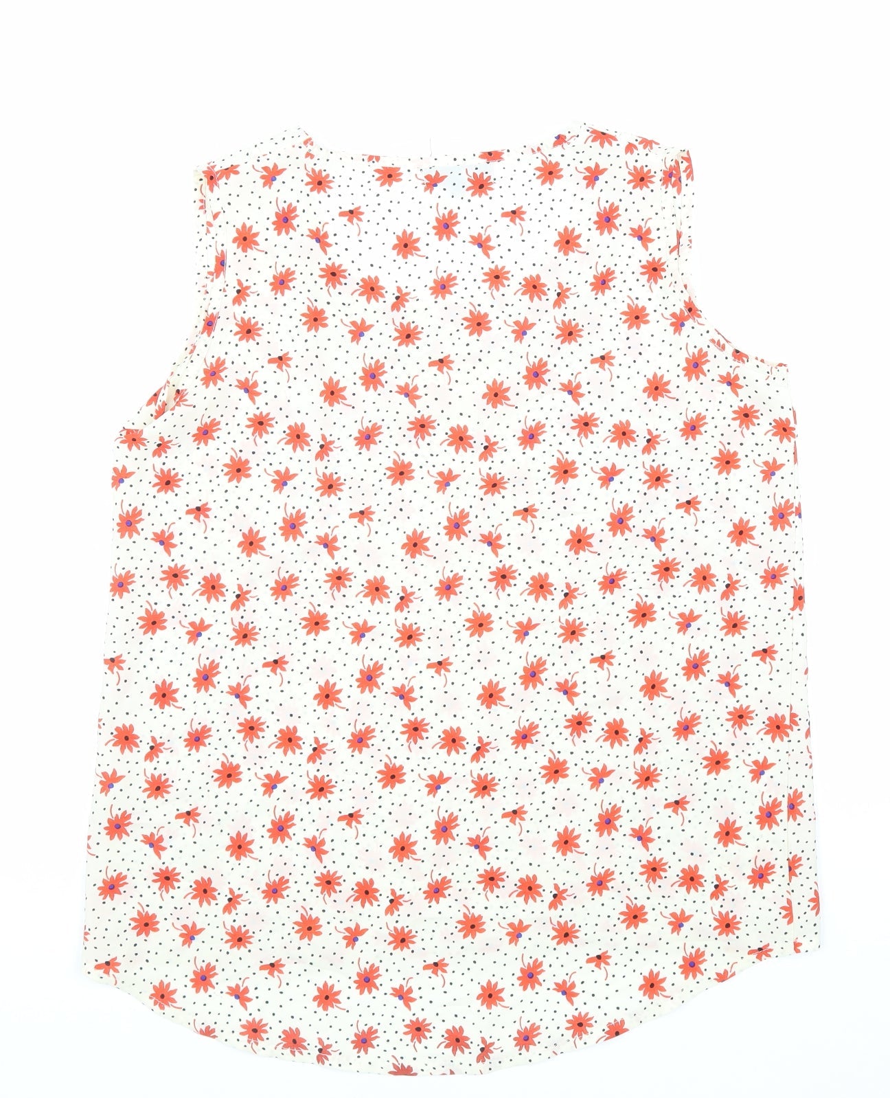 Cutie Womens White Floral Polyester Basic Tank Size 12 V-Neck